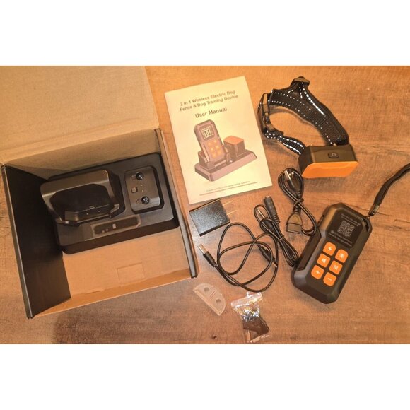WTBFX 2 in 1 Wireless Dog Fence & Training Collar Black & Orange New, Open Box - Picture 5 of 6